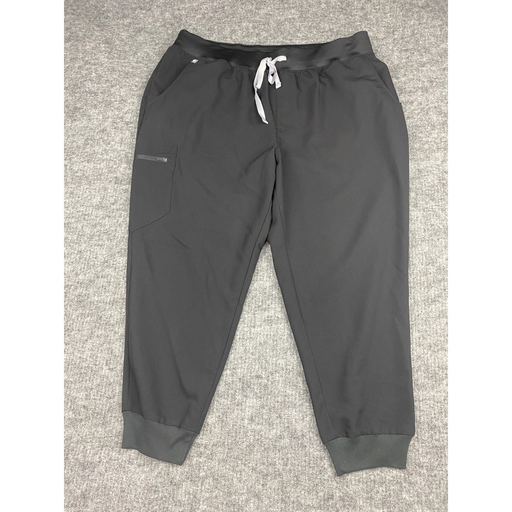 Figs Scrub Pants Womens 3XL Petite Black High Waisted Zamora Doctor Medical